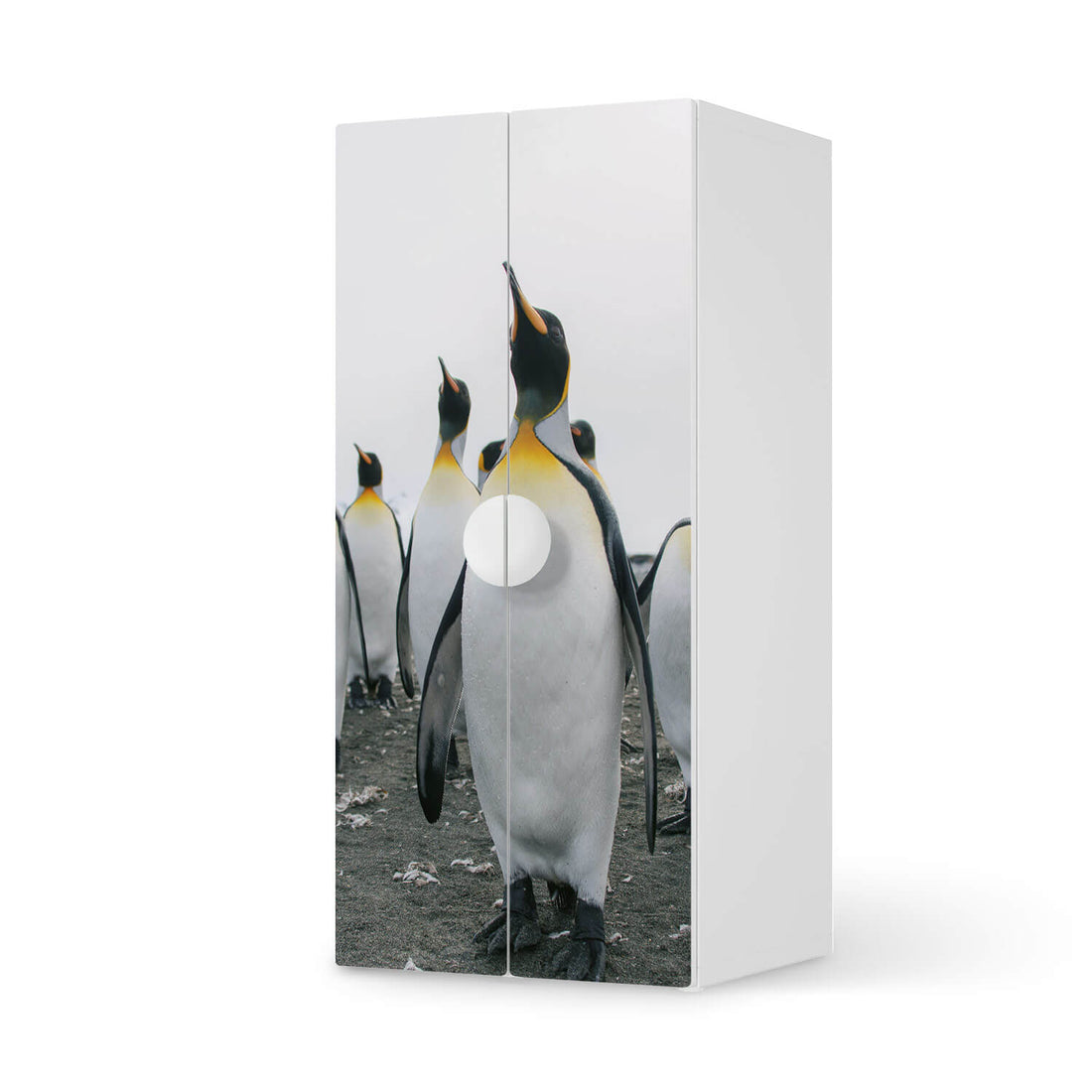 Möbelfolie Penguin Family - IKEA Smastad Schrank - 2 große Türen  - weiss