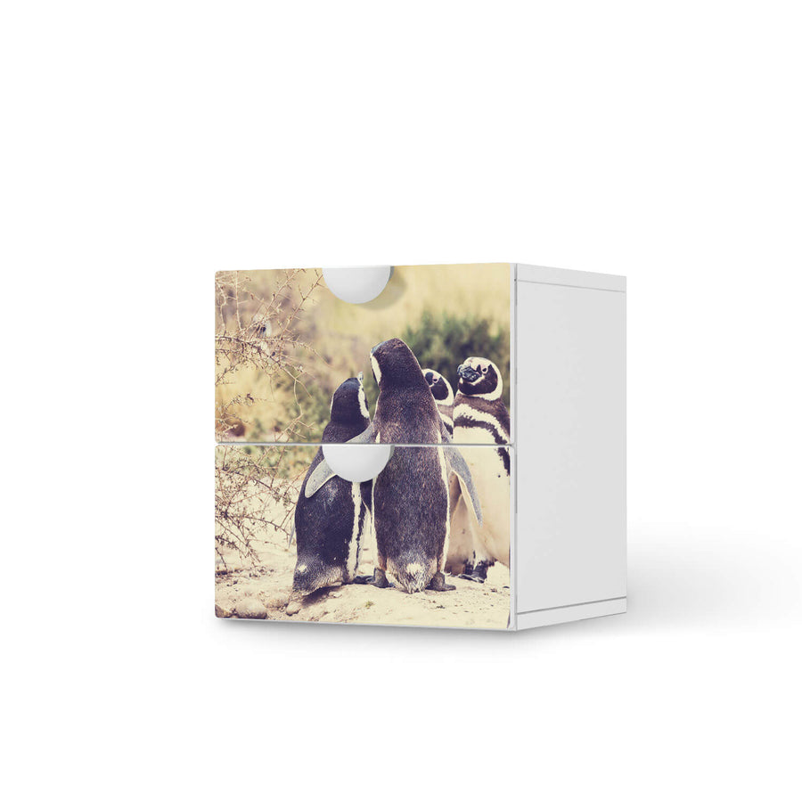 Klebefolie für Möbel Pingu Friendship - IKEA Smastad Kommode - 2 Schubladen  - weiss