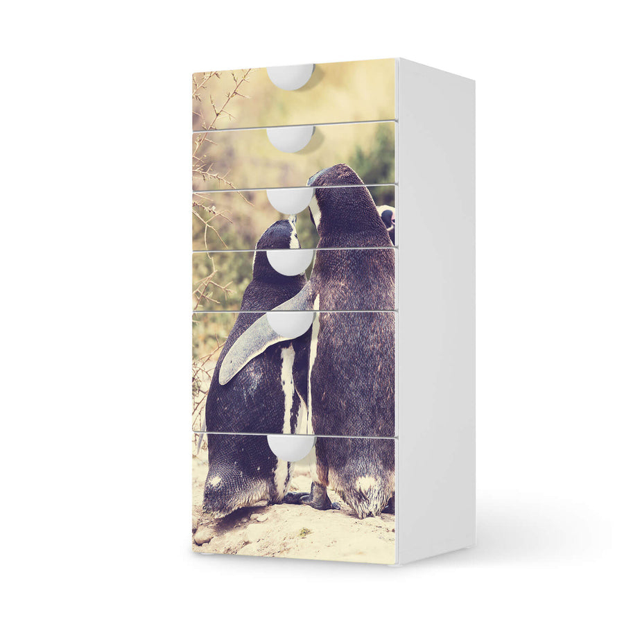 Klebefolie für Möbel Pingu Friendship - IKEA Smastad Kommode - 6 Schubladen  - weiss