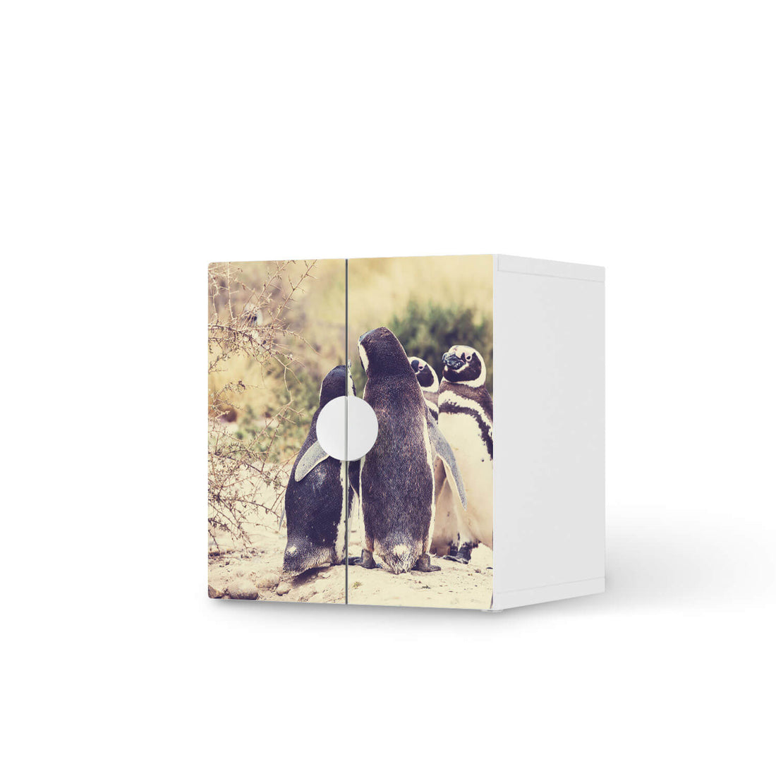 Selbstklebende Folie Pingu Friendship - IKEA Smastad Schrank - 2 kleine Türen  - weiss