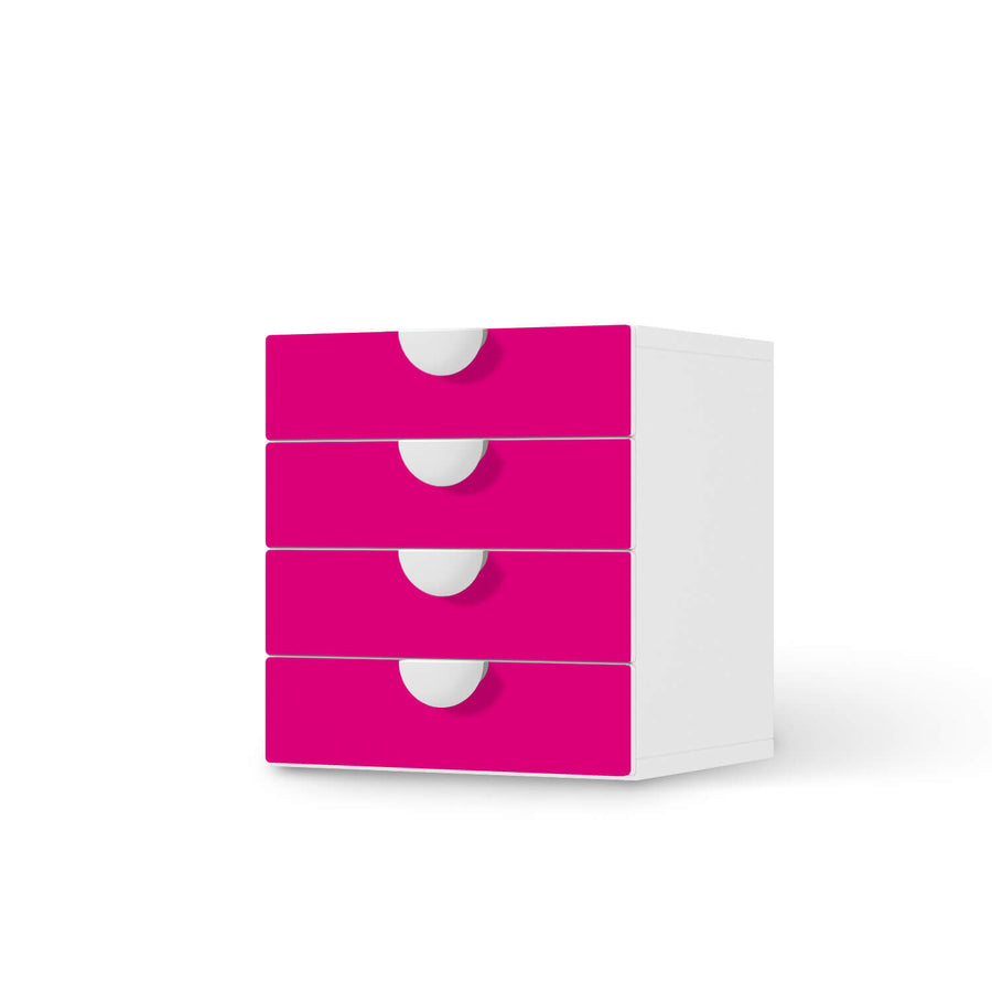 Klebefolie Pink Dark - IKEA Smastad Kommode - 4 Schubladen  - weiss