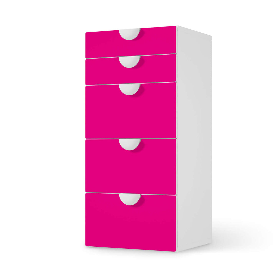 Möbel Klebefolie Pink Dark - IKEA Smastad Kommode - 5 Schubladen  - weiss