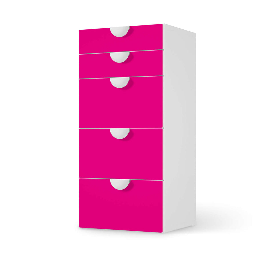 Möbel Klebefolie Pink Dark - IKEA Smastad Kommode - 5 Schubladen  - weiss