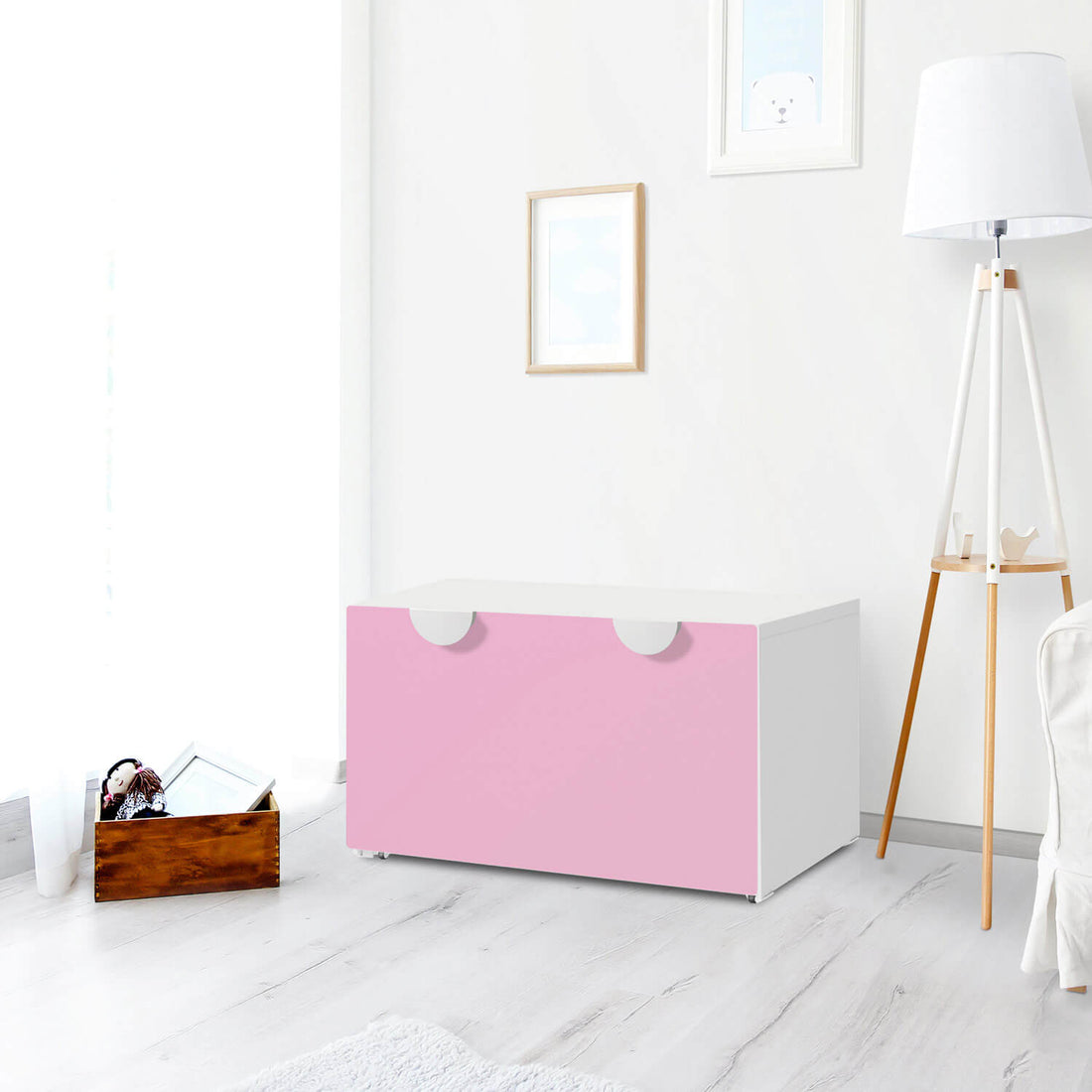 Möbelfolie Pink Light - IKEA Smastad Bank mit Kasten - Kinderzimmer