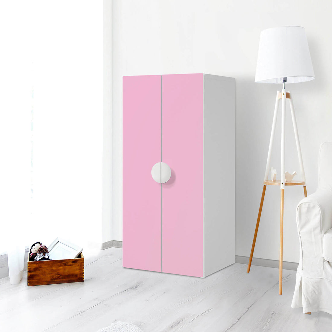 Möbelfolie Pink Light - IKEA Smastad Schrank - 2 große Türen - Kinderzimmer