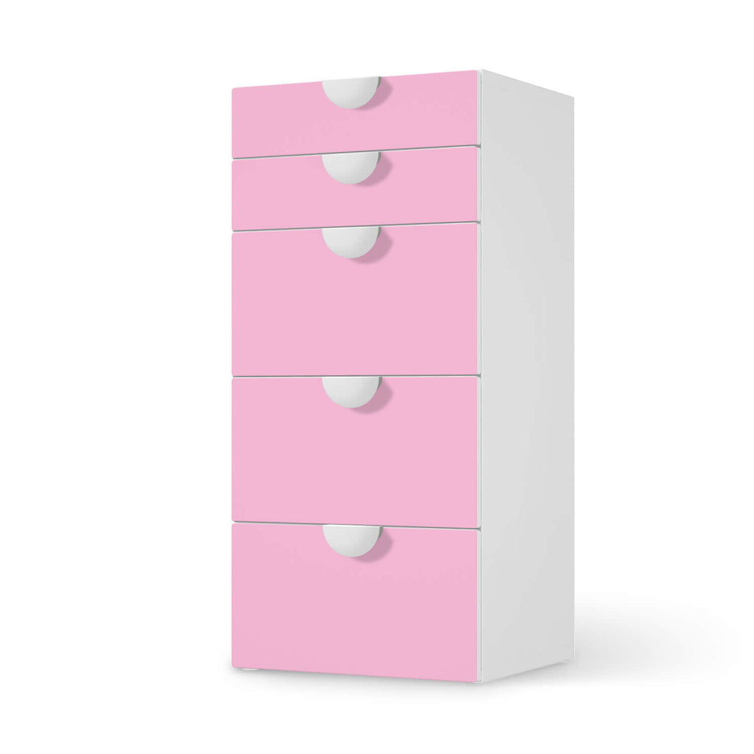 Möbel Klebefolie Pink Light - IKEA Smastad Kommode - 5 Schubladen  - weiss