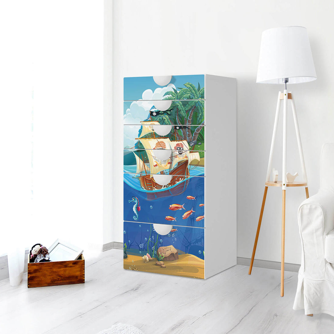 Klebefolie für Möbel Pirates - IKEA Smastad Kommode - 6 Schubladen - Kinderzimmer