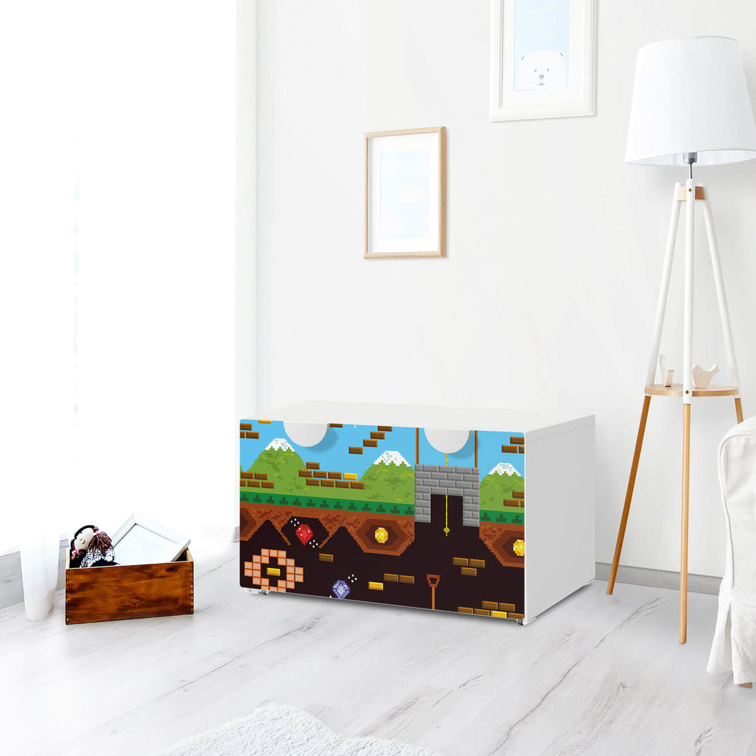 Möbelfolie Pixelmania - IKEA Smastad Bank mit Kasten - Kinderzimmer