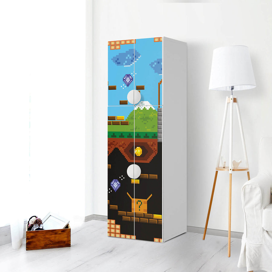 Selbstklebende Folie Pixelmania - IKEA Smastad kombiniert - 2 große Türen und 2 kleine Türen - Kinderzimmer