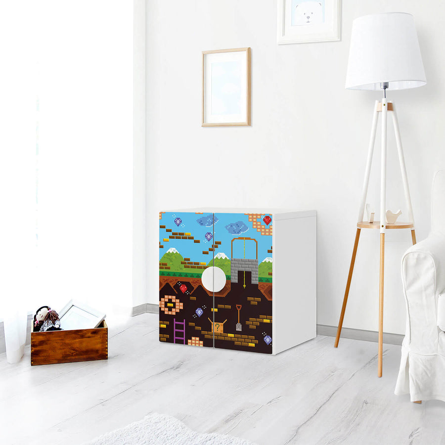 Selbstklebende Folie Pixelmania - IKEA Smastad Schrank - 2 kleine Türen - Kinderzimmer