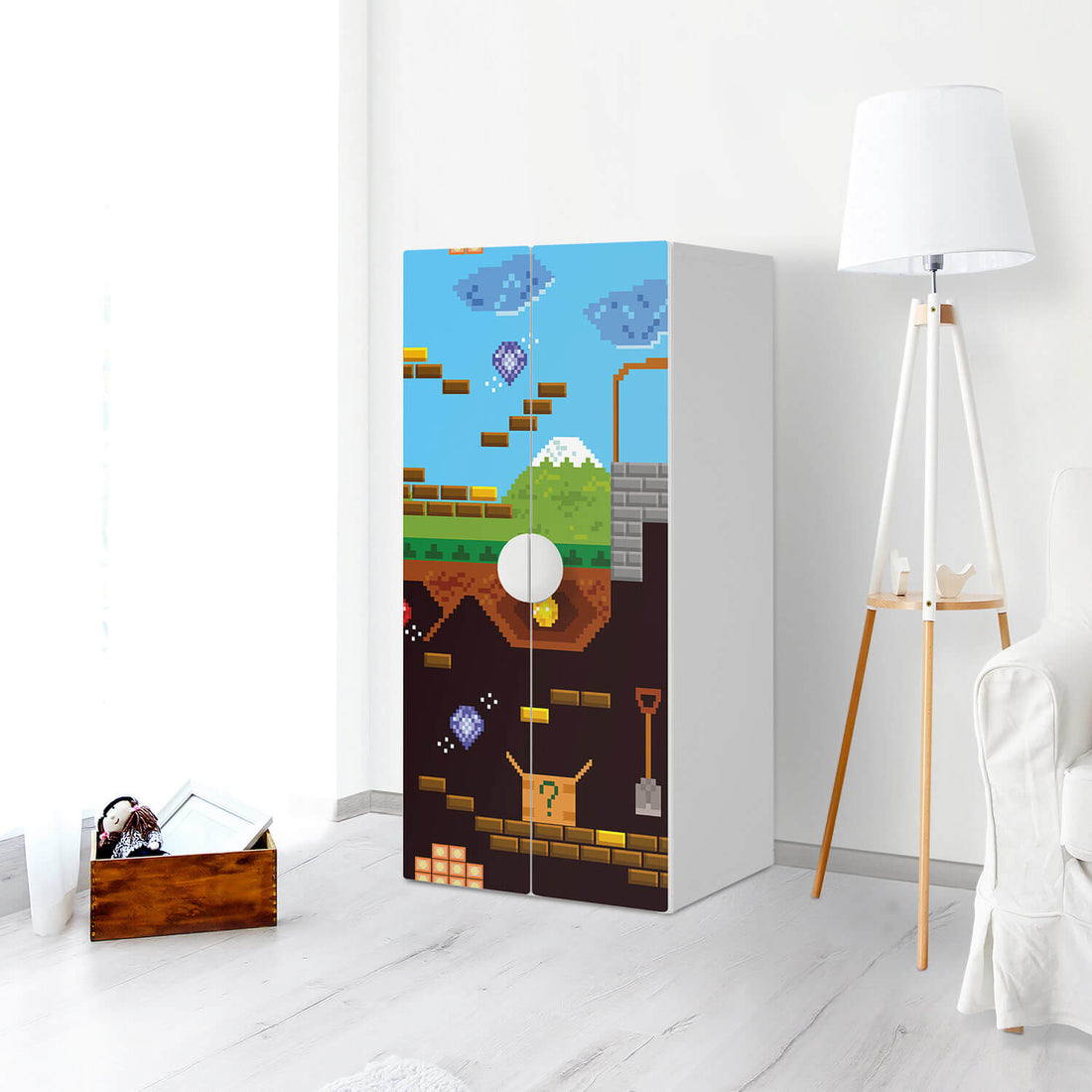 Möbelfolie Pixelmania - IKEA Smastad Schrank - 2 große Türen - Kinderzimmer