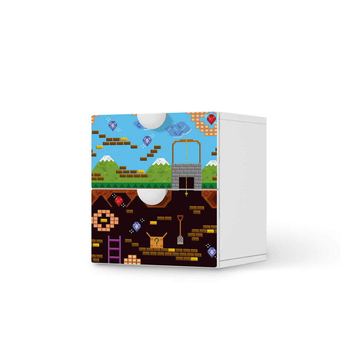 Klebefolie für Möbel Pixelmania - IKEA Smastad Kommode - 2 Schubladen  - weiss