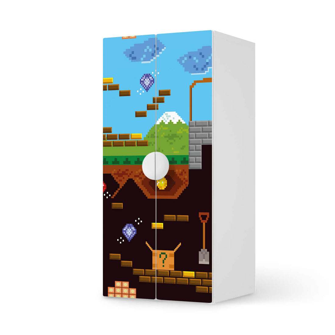 Möbelfolie Pixelmania - IKEA Smastad Schrank - 2 große Türen  - weiss