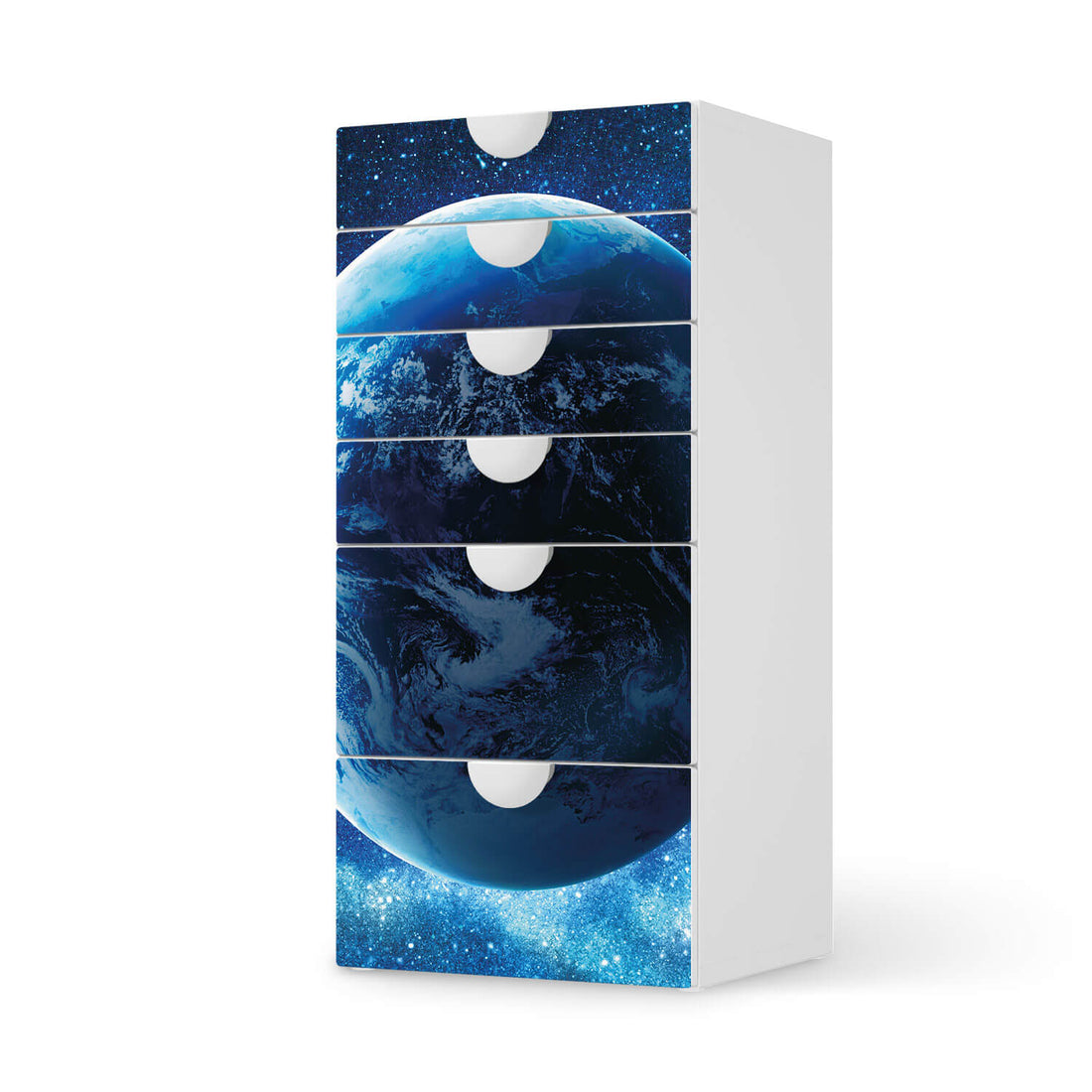 Klebefolie für Möbel Planet Blue - IKEA Smastad Kommode - 6 Schubladen  - weiss