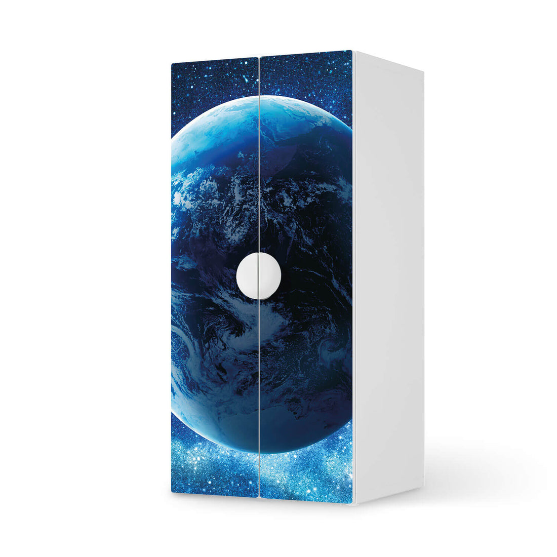 Möbelfolie Planet Blue - IKEA Smastad Schrank - 2 große Türen  - weiss