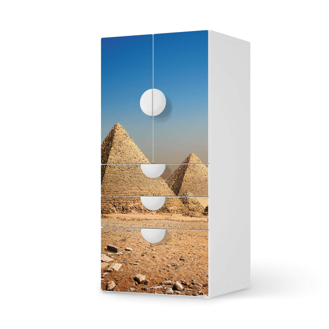 Möbelfolie Pyramids - IKEA Smastad kombiniert - 3 Schubladen und 2 kleine Türen  - weiss