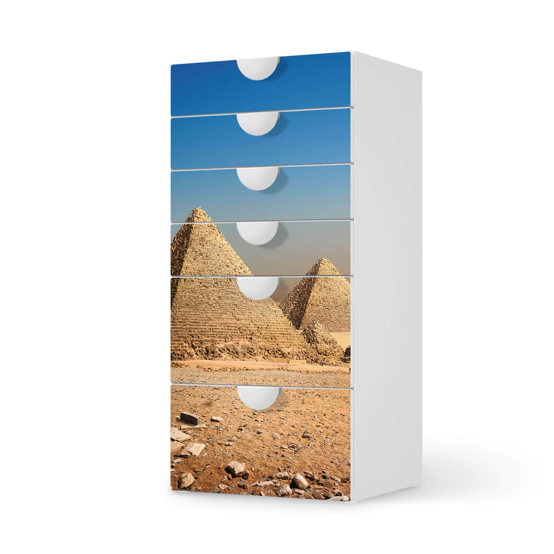 Klebefolie für Möbel Pyramids - IKEA Smastad Kommode - 6 Schubladen  - weiss