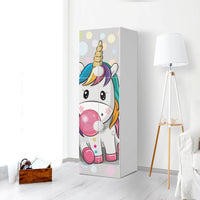 Selbstklebende Folie Rainbow das Einhorn - IKEA Smastad kombiniert - 2 große Türen und 2 kleine Türen - Kinderzimmer