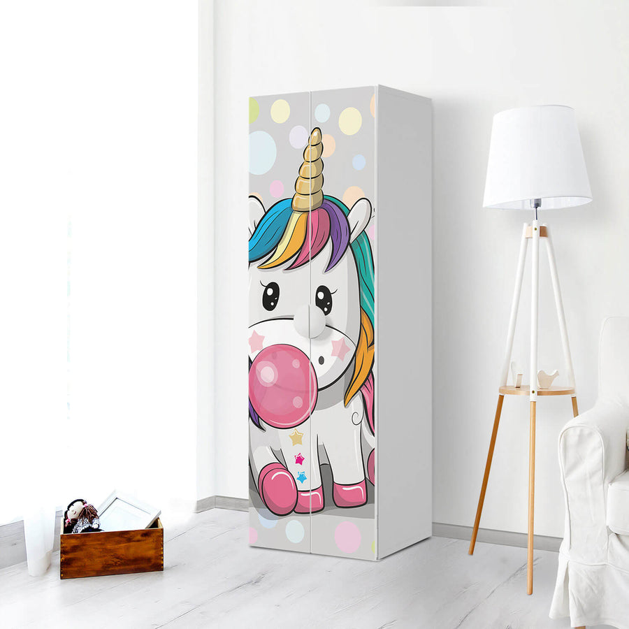 Selbstklebende Folie Rainbow das Einhorn - IKEA Smastad kombiniert - 2 große Türen und 2 kleine Türen - Kinderzimmer