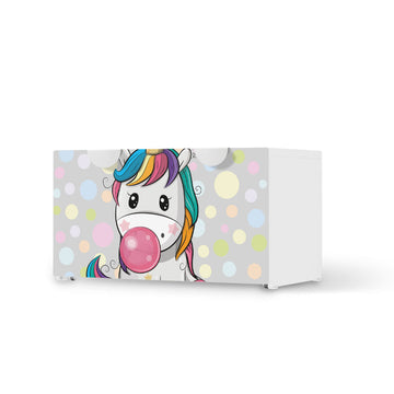 Möbelfolie Rainbow das Einhorn - IKEA Smastad Bank mit Kasten  - weiss