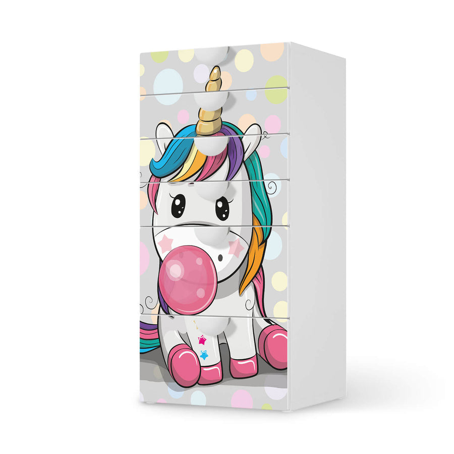 Klebefolie für Möbel Rainbow das Einhorn - IKEA Smastad Kommode - 6 Schubladen  - weiss