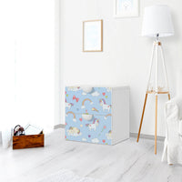 Klebefolie für Möbel Rainbow Unicorn - IKEA Smastad Kommode - 2 Schubladen - Kinderzimmer