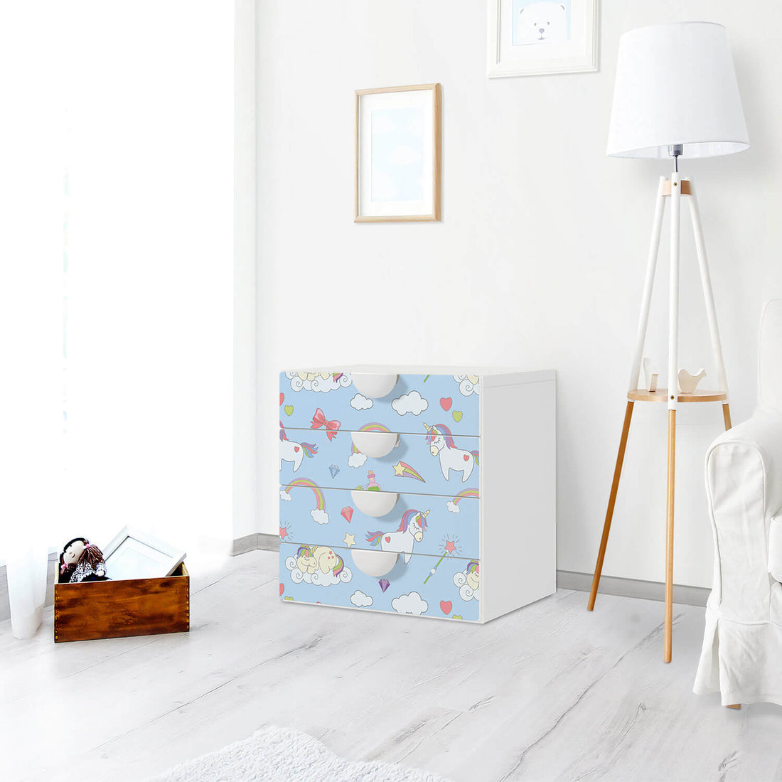 Klebefolie Rainbow Unicorn - IKEA Smastad Kommode - 4 Schubladen - Kinderzimmer