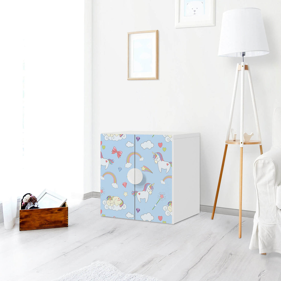 Selbstklebende Folie Rainbow Unicorn - IKEA Smastad Schrank - 2 kleine Türen - Kinderzimmer