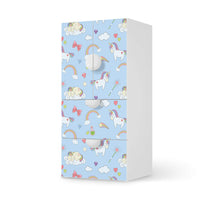 Möbelfolie Rainbow Unicorn - IKEA Smastad kombiniert - 2 Schubladen und 2 kleine Türen  - weiss