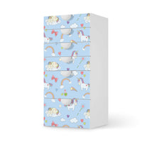 Klebefolie für Möbel Rainbow Unicorn - IKEA Smastad Kommode - 6 Schubladen  - weiss