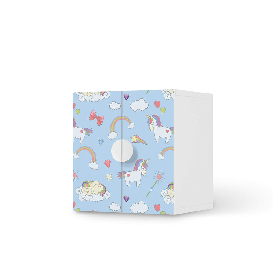 Selbstklebende Folie Rainbow Unicorn - IKEA Smastad Schrank - 2 kleine Türen  - weiss