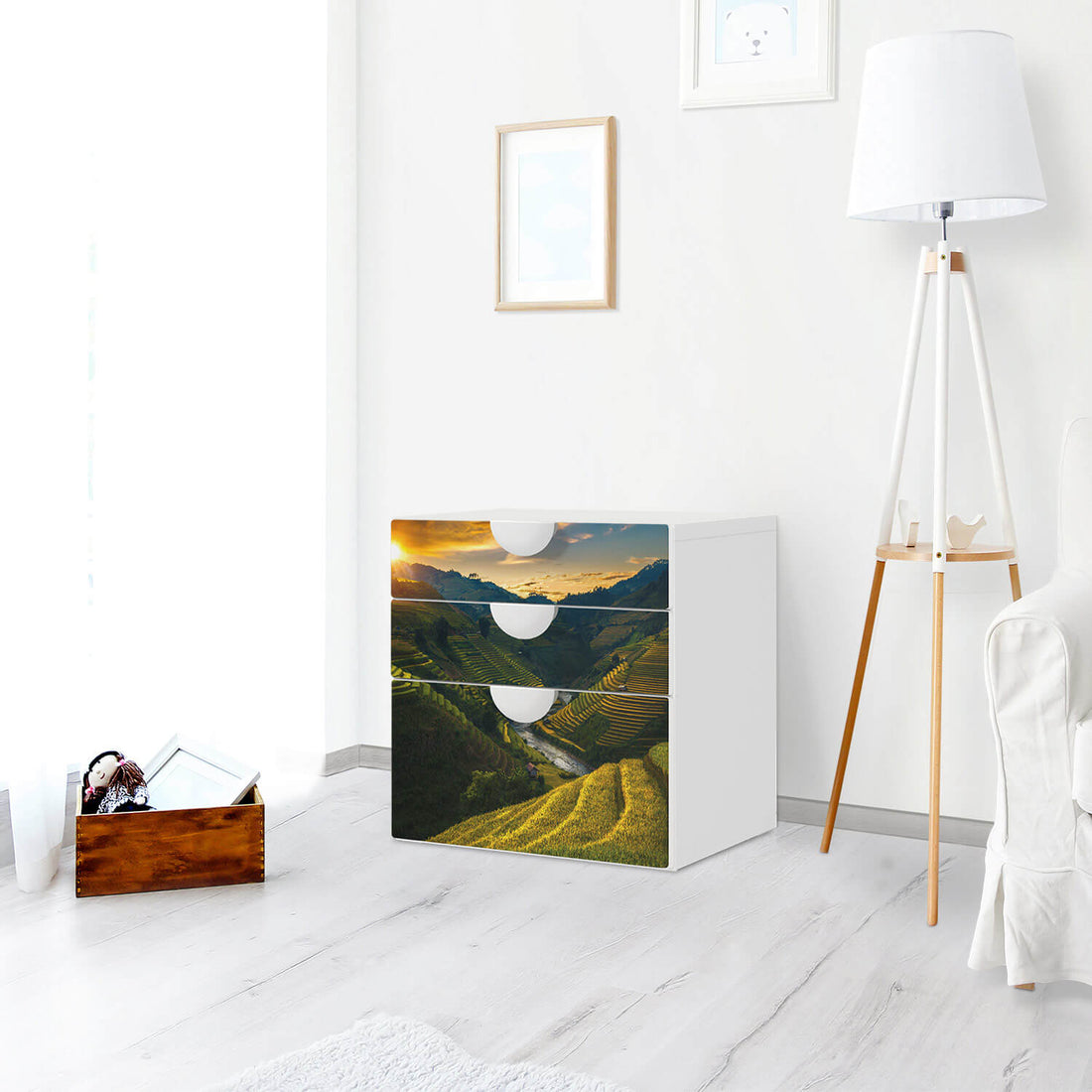 Folie für Möbel Reisterrassen - IKEA Smastad Kommode - 3 Schubladen - Kinderzimmer