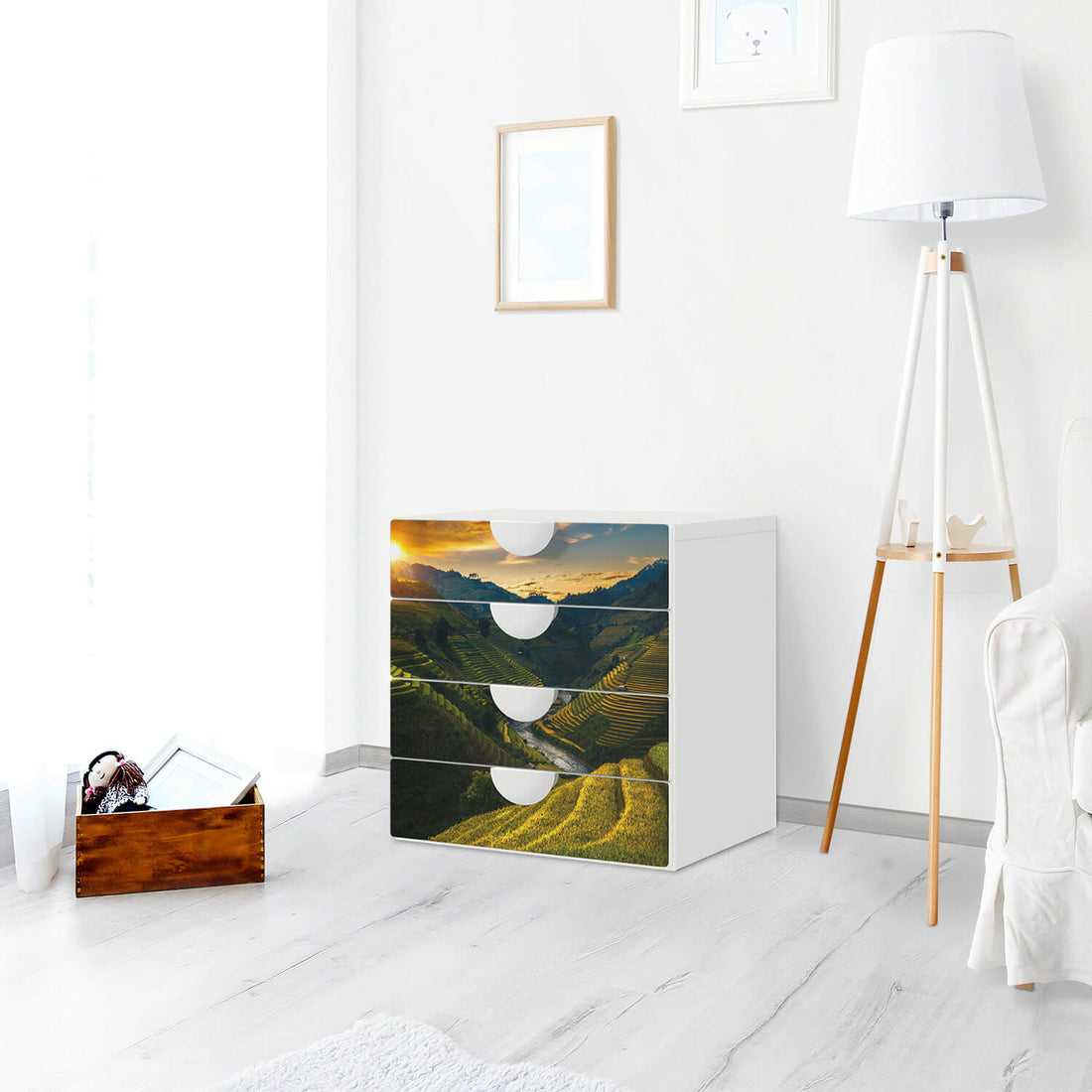 Klebefolie Reisterrassen - IKEA Smastad Kommode - 4 Schubladen - Kinderzimmer