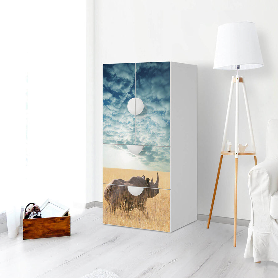 Möbelfolie Rhino - IKEA Smastad kombiniert - 2 Schubladen und 2 kleine Türen - Kinderzimmer