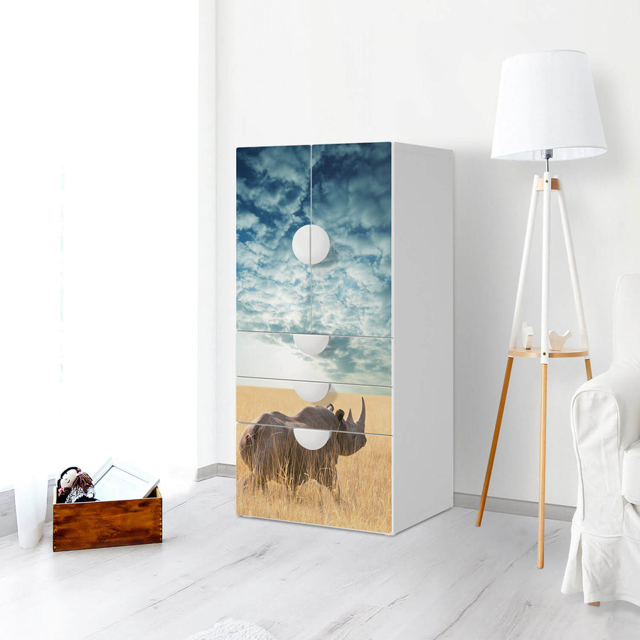 Möbelfolie Rhino - IKEA Smastad kombiniert - 3 Schubladen und 2 kleine Türen - Kinderzimmer