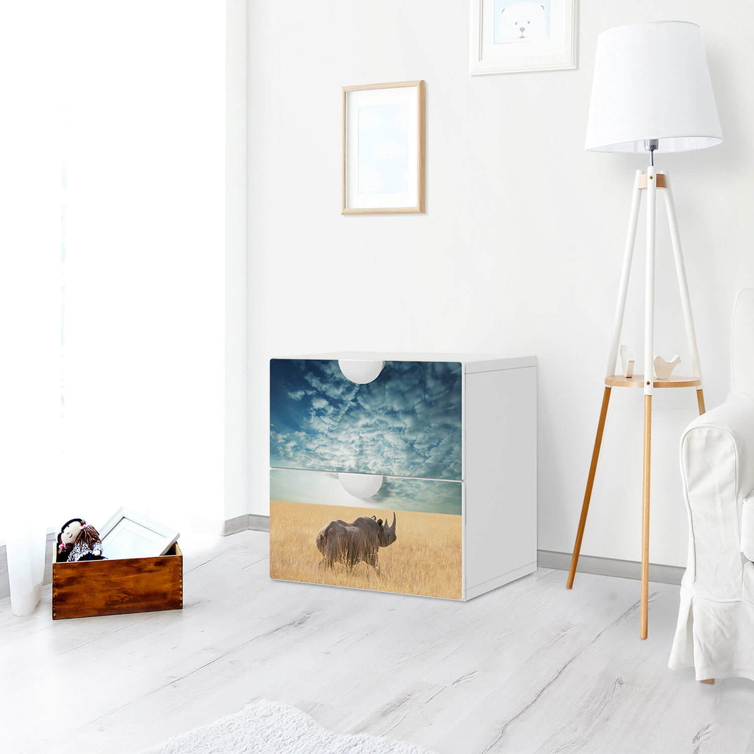 Klebefolie für Möbel Rhino - IKEA Smastad Kommode - 2 Schubladen - Kinderzimmer