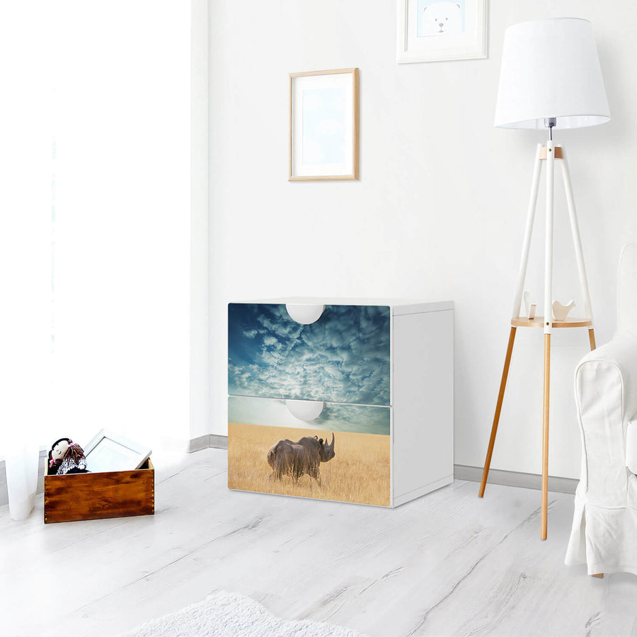 Klebefolie für Möbel Rhino - IKEA Smastad Kommode - 2 Schubladen - Kinderzimmer