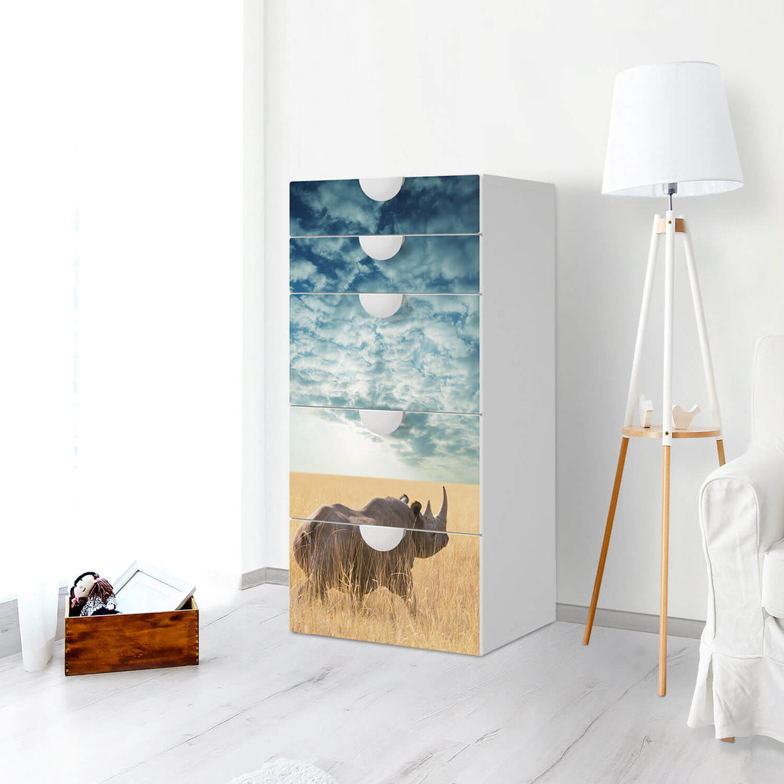 Möbel Klebefolie Rhino - IKEA Smastad Kommode - 5 Schubladen - Kinderzimmer