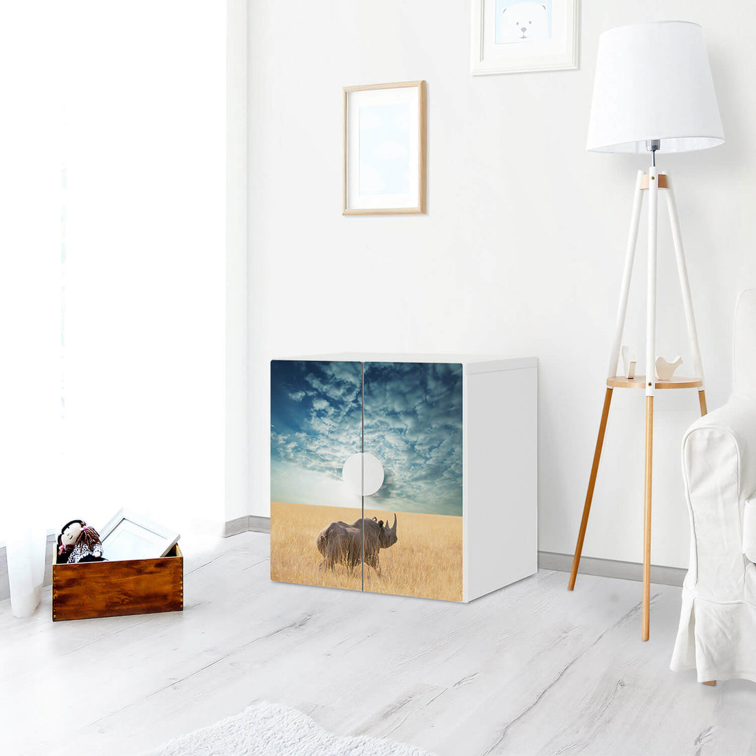 Selbstklebende Folie Rhino - IKEA Smastad Schrank - 2 kleine Türen - Kinderzimmer
