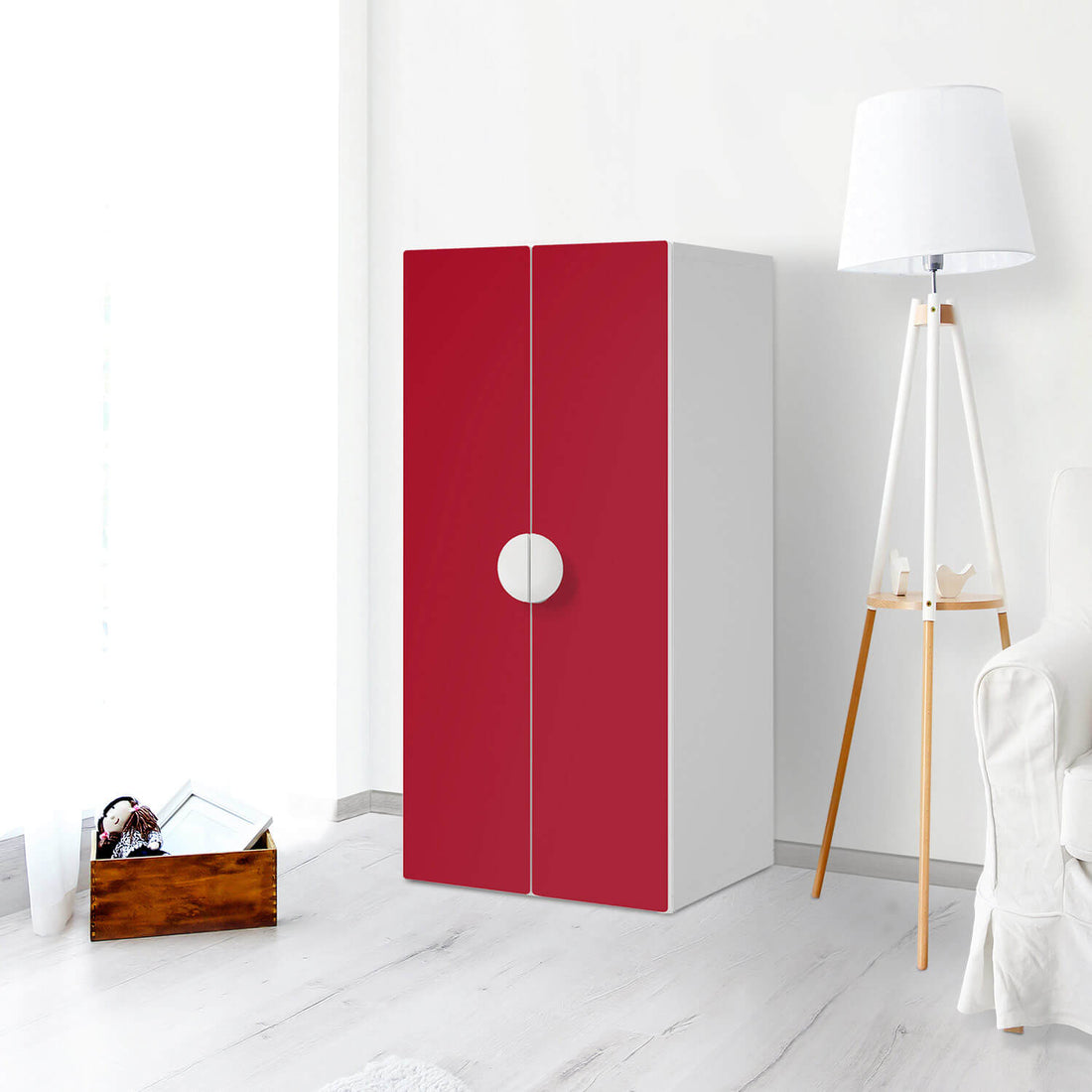 Möbelfolie Rot Dark - IKEA Smastad Schrank - 2 große Türen - Kinderzimmer