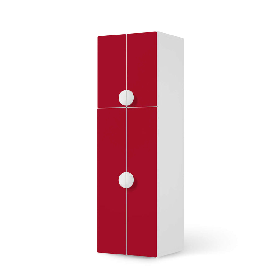 Selbstklebende Folie Rot Dark - IKEA Smastad kombiniert - 2 große Türen und 2 kleine Türen  - weiss