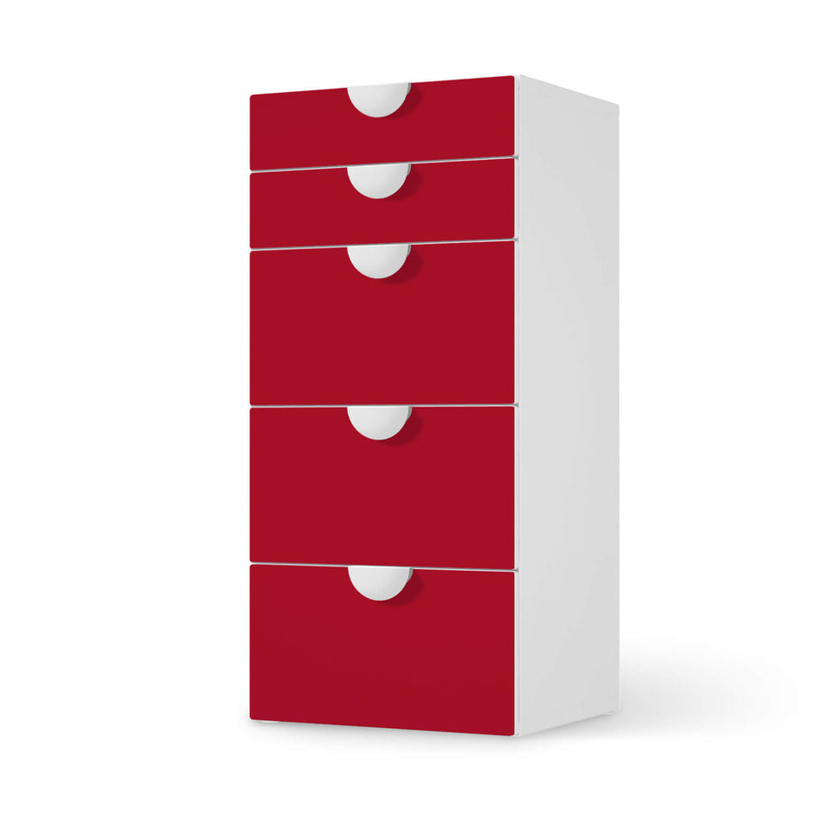 Möbel Klebefolie Rot Dark - IKEA Smastad Kommode - 5 Schubladen  - weiss