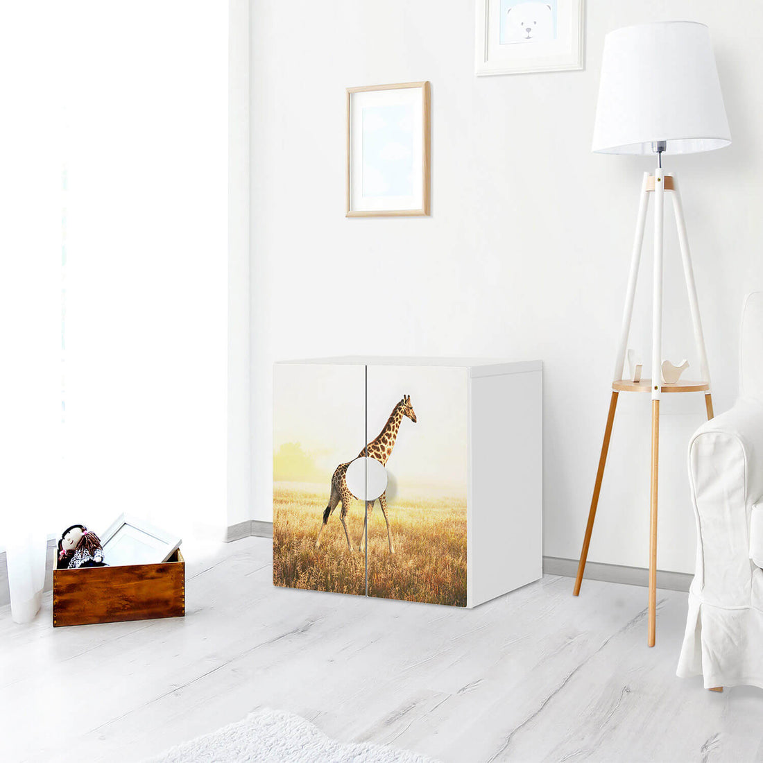 Selbstklebende Folie Savanna Giraffe - IKEA Smastad Schrank - 2 kleine Türen - Kinderzimmer