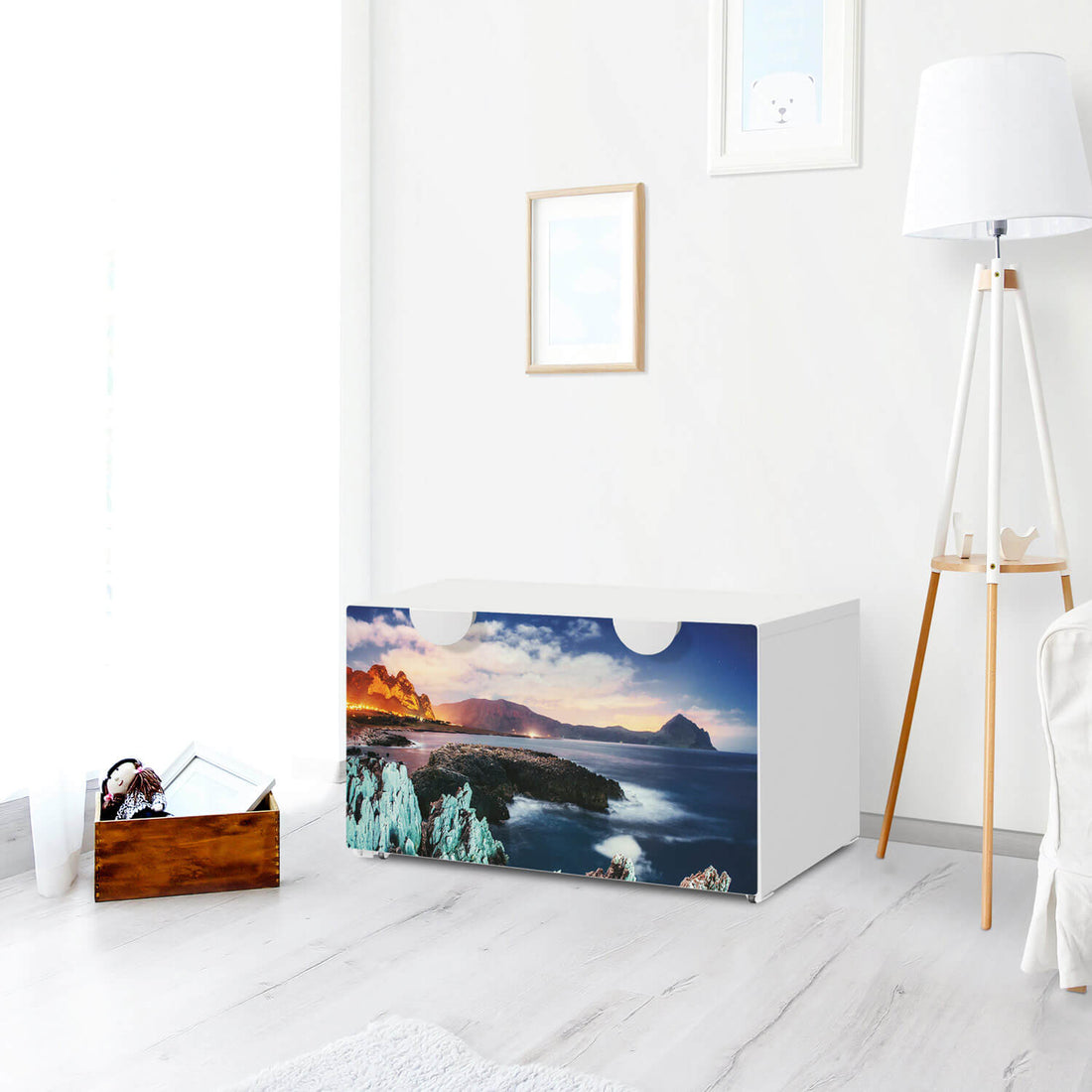 Möbelfolie Seaside - IKEA Smastad Bank mit Kasten - Kinderzimmer