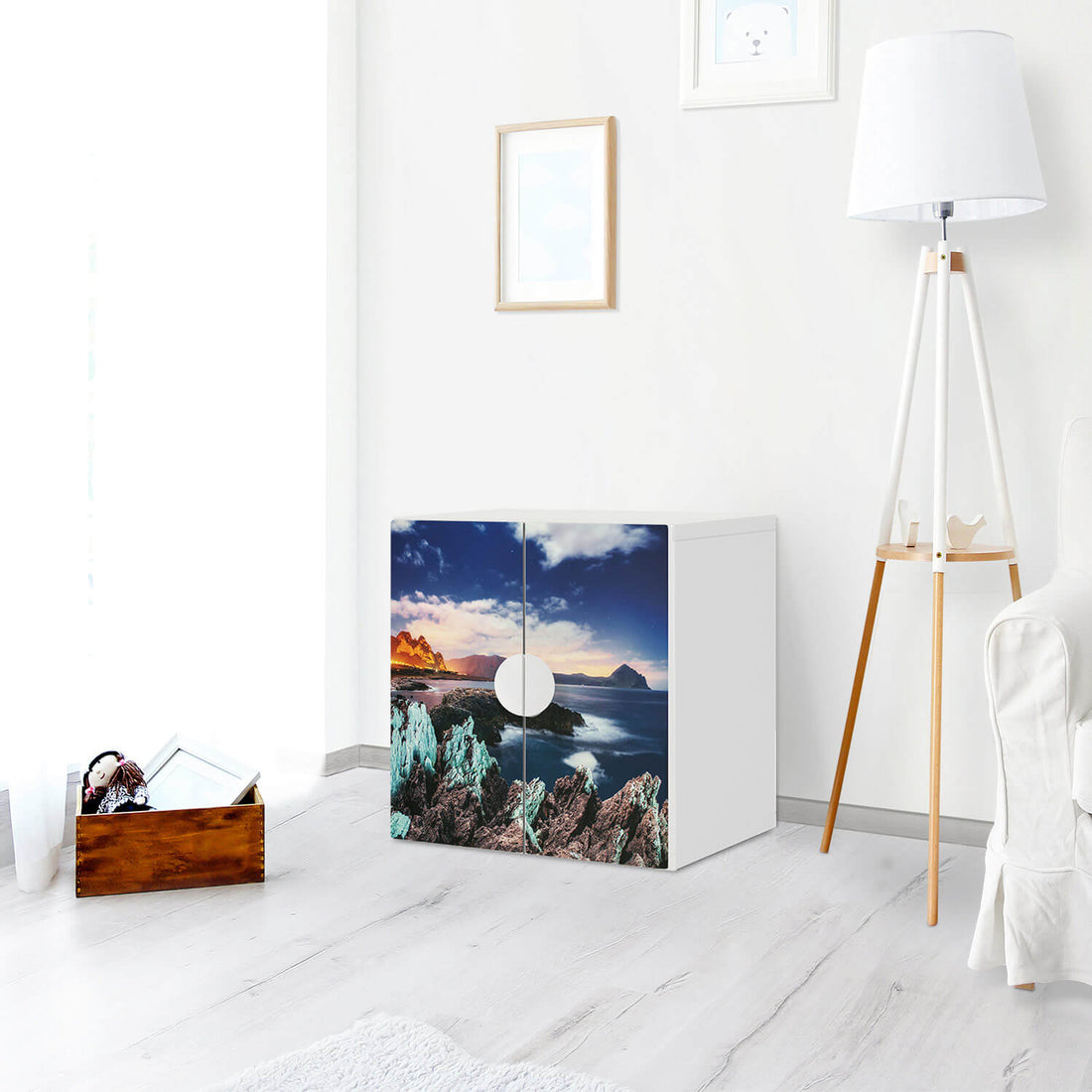 Selbstklebende Folie Seaside - IKEA Smastad Schrank - 2 kleine Türen - Kinderzimmer