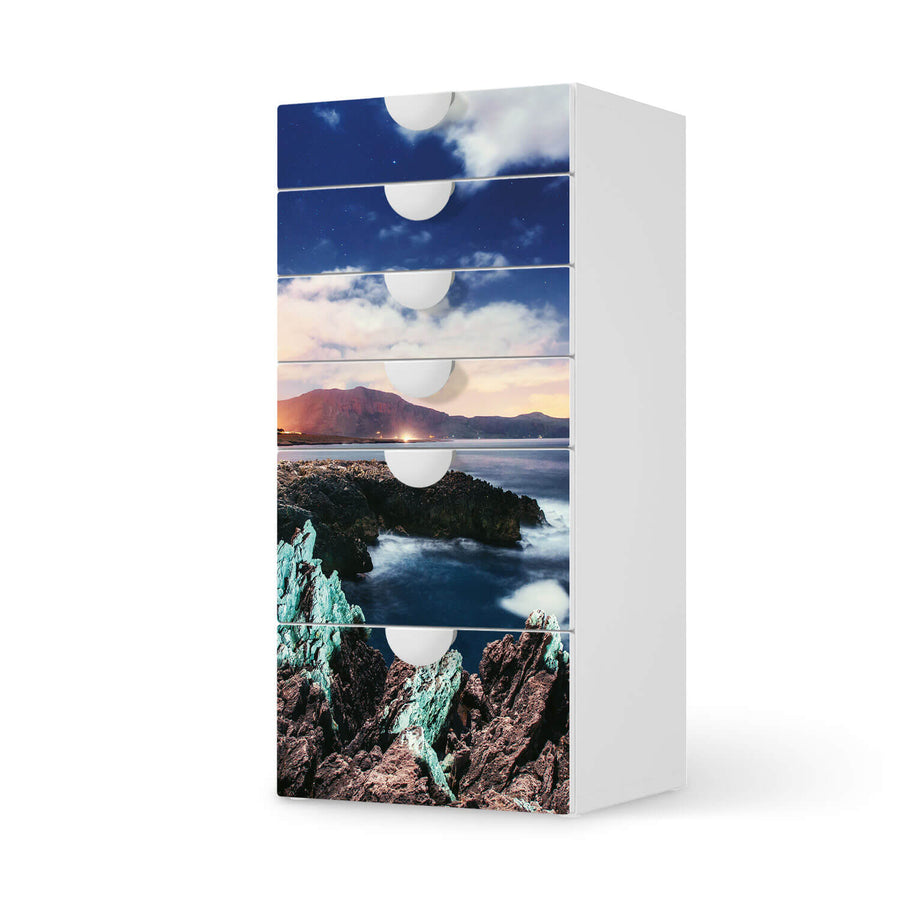 Klebefolie für Möbel Seaside - IKEA Smastad Kommode - 6 Schubladen  - weiss