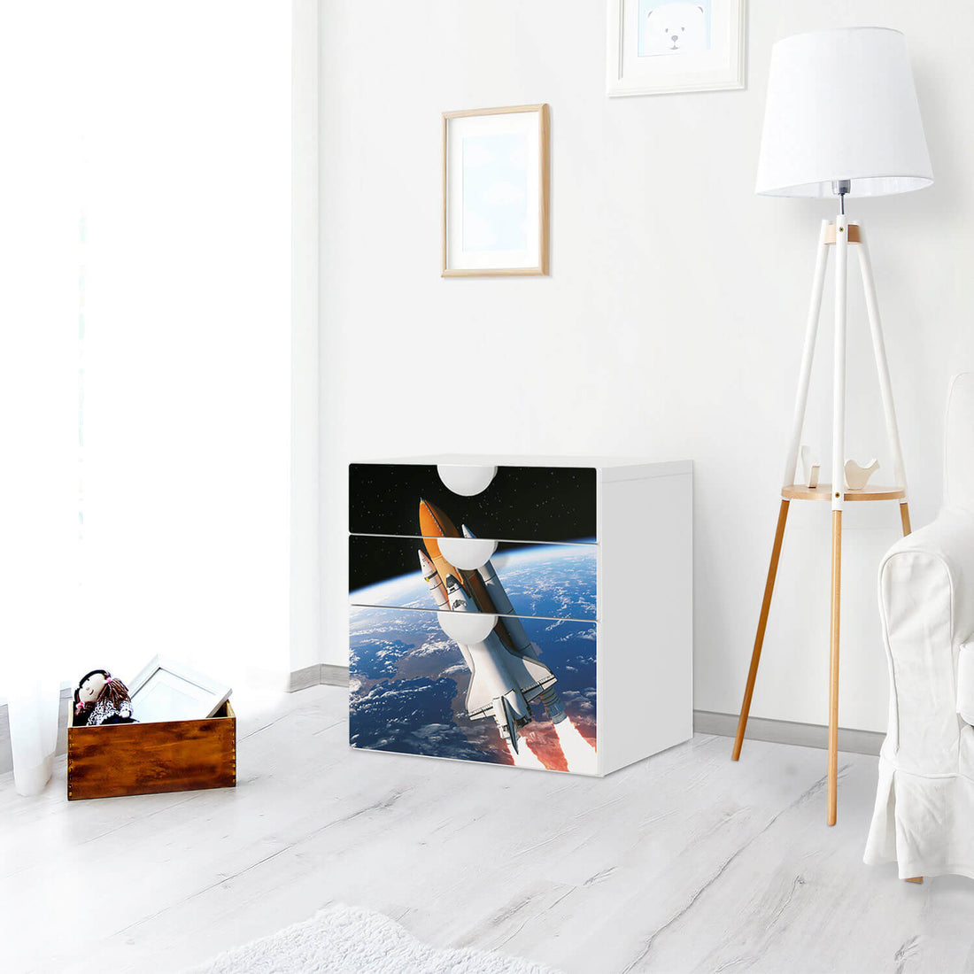 Folie für Möbel Space Traveller - IKEA Smastad Kommode - 3 Schubladen - Kinderzimmer