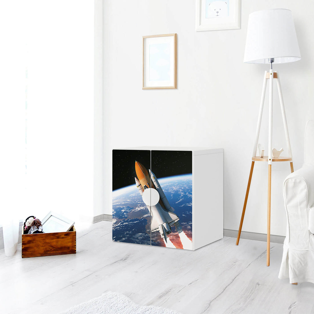 Selbstklebende Folie Space Traveller - IKEA Smastad Schrank - 2 kleine Türen - Kinderzimmer