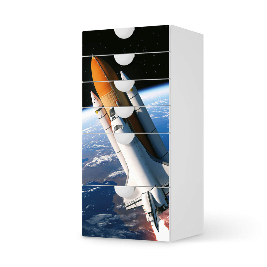 Klebefolie für Möbel Space Traveller - IKEA Smastad Kommode - 6 Schubladen  - weiss