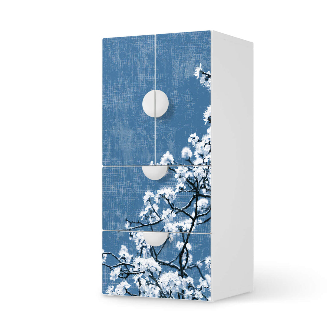 Möbelfolie Spring Tree - IKEA Smastad kombiniert - 2 Schubladen und 2 kleine Türen  - weiss